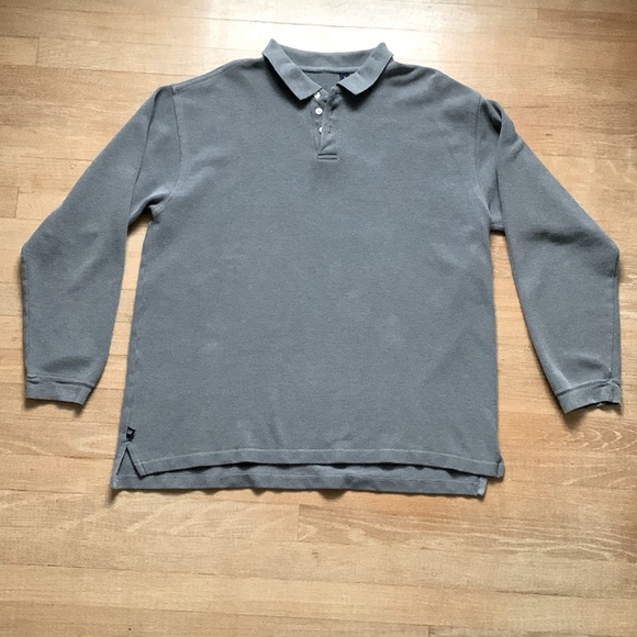 Gap Brand- Classic Men’s Long Slv Polo Shirt- Gray- Size XL Late 90s Early 2000 - Picture 1 of 11